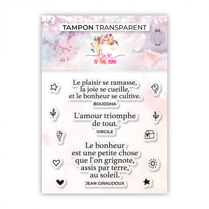 Set de 13 tampons - Citation & petits motifs - 10,5x10cm