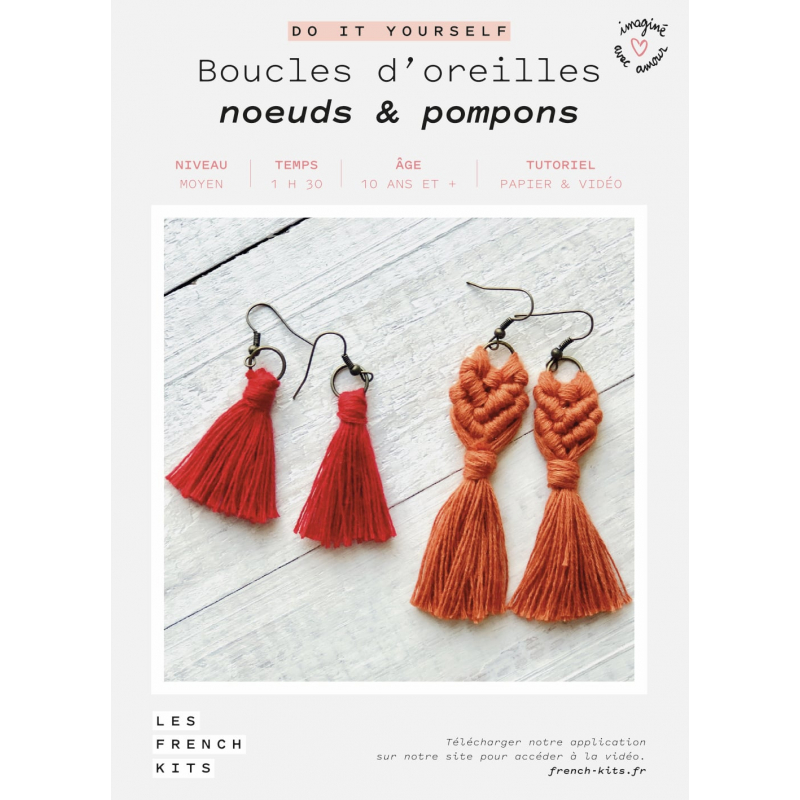 Kit Macramé Boucles d’oreilles - Noeuds & Pompons