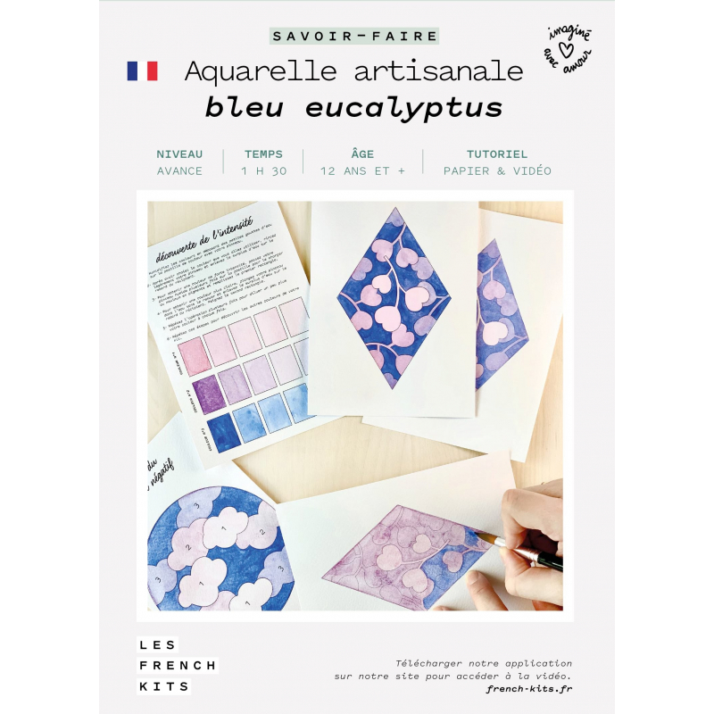 Kit Aquarelle Artisanale "Bleu Eucalyptus"