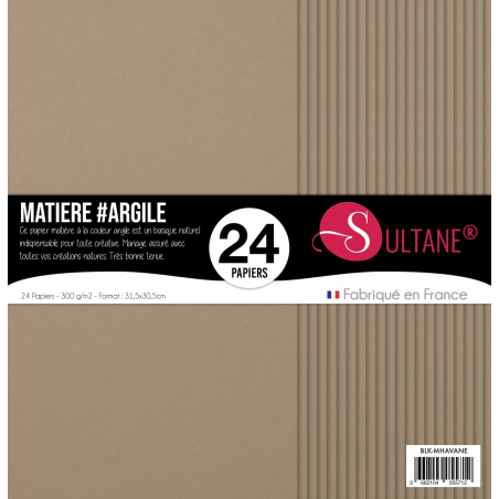 Bloc de 24 papiers Sultane - Argile - 250g/m2 -31,5x30,5cm