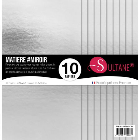 Bloc de 10 papiers métal MIROIR Sultane® - Carton - 31,5x30,5cm