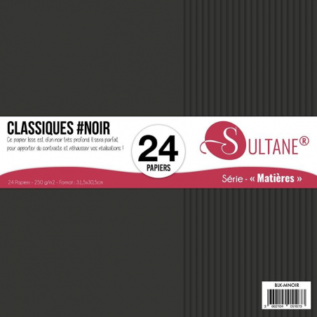 Bloc de 24 papiers Sultane Noir - 250 g/2 - 31,5x30,5 cm