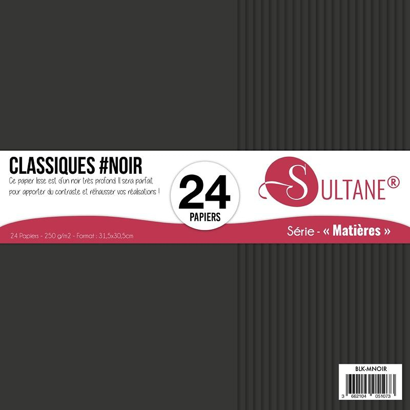 Bloc de 24 papiers Sultane Noir - 250 g/2 - 31,5x30,5 cm