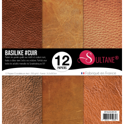 Set de 12 papiers Sultane Effet Cuir - 250 g/2 - 31,5x30,5 cm